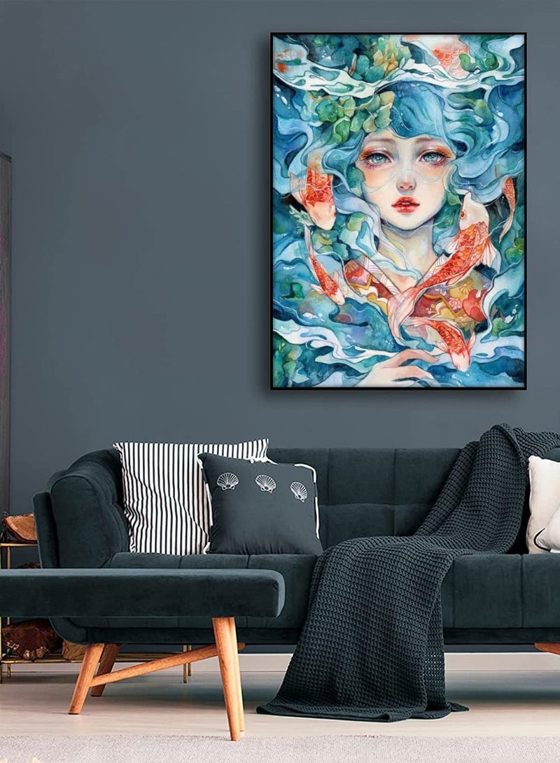 NIBEMINENT Diamond Painting, Art Painting Kits for Adults Kids, Moon Kits, DIY Full Drill Crystal Rhinestone, Home Wall Decor Crafts Perfect Gift Light blue - Image 2