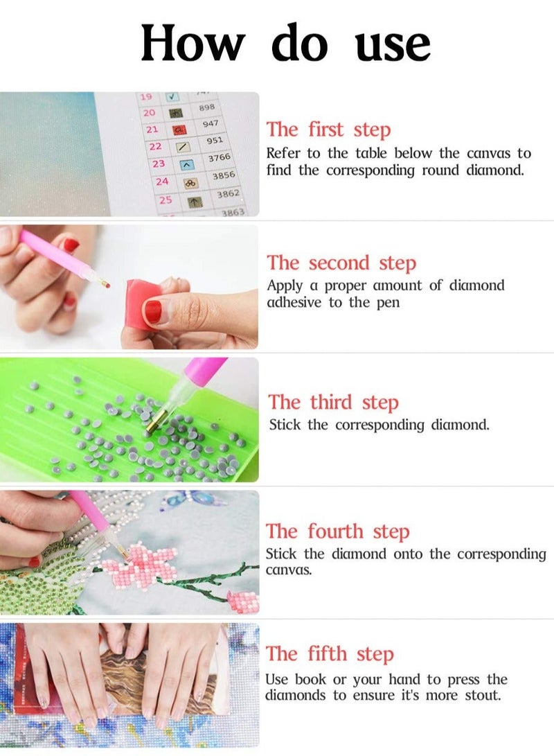 NIBEMINENT Diamond Painting, Art Painting Kits for Adults Kids, Moon Kits, DIY Full Drill Crystal Rhinestone, Home Wall Decor Crafts Perfect Gift Light blue - Image 5