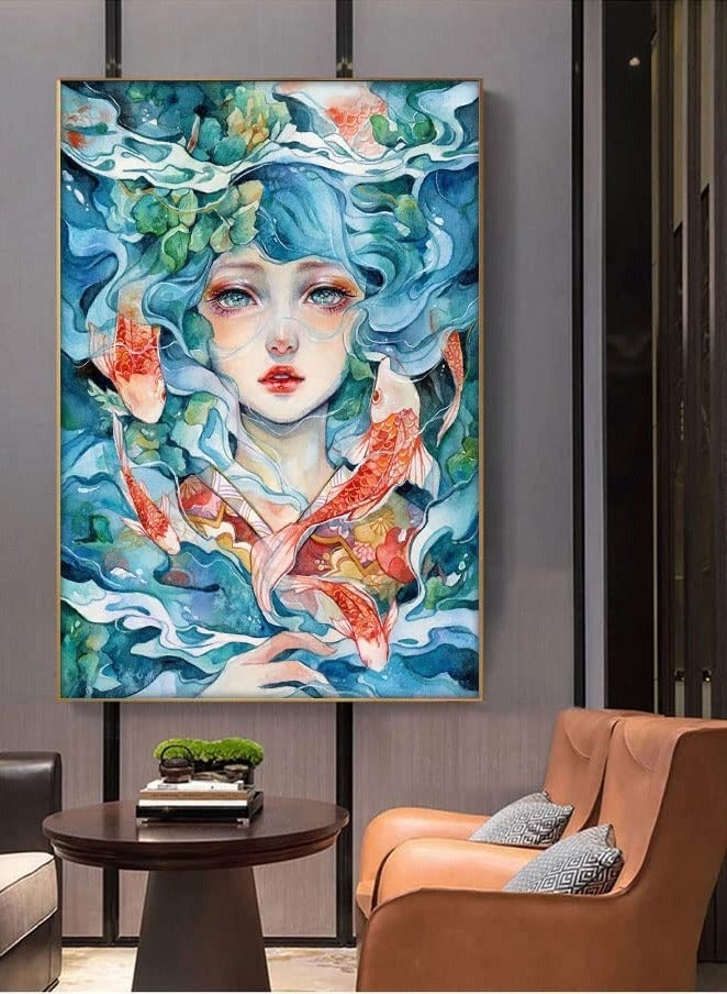 NIBEMINENT Diamond Painting, Art Painting Kits for Adults Kids, Moon Kits, DIY Full Drill Crystal Rhinestone, Home Wall Decor Crafts Perfect Gift Light blue - Image 3