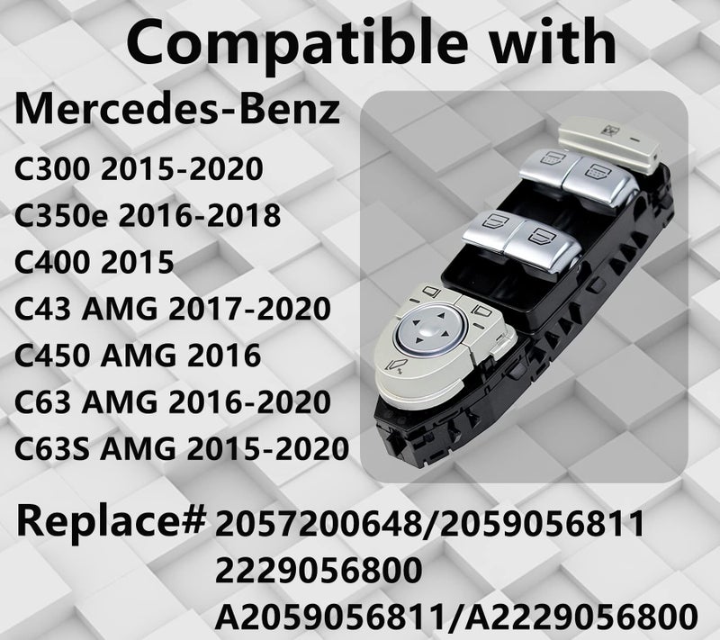 LEVANLIGHT Power Window Control Switch Driver Side Compatible with Mercedes-Benz Replace# 2059056811 2229056800 W205 S205 C200 C300 GLC300 C450AMG C43 C43 - Image 2