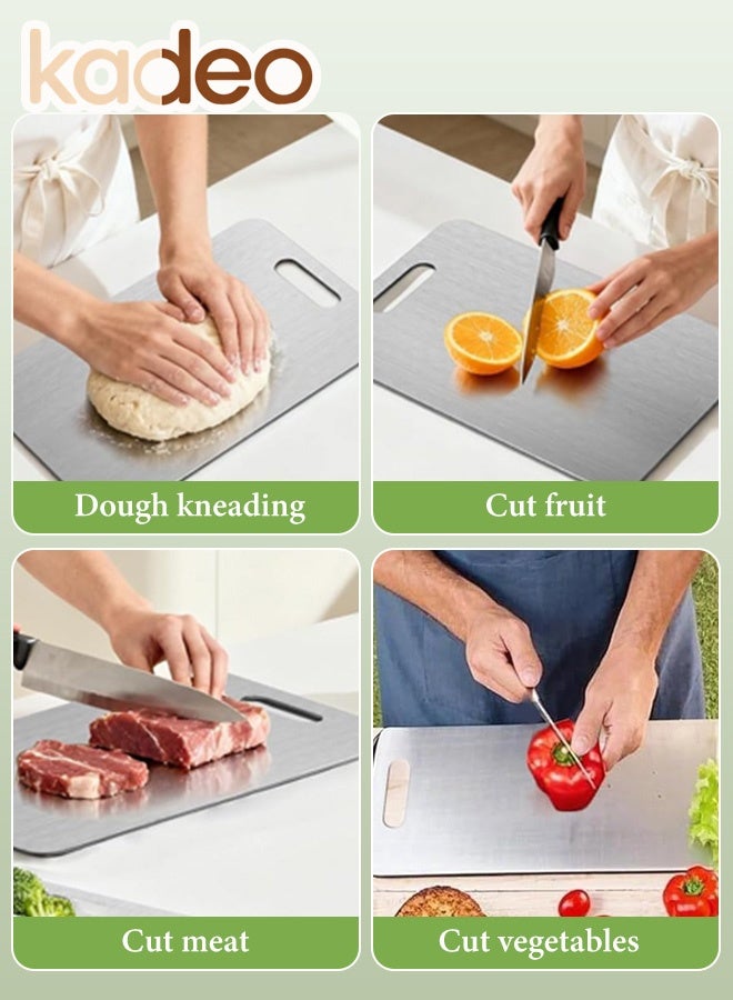 kadeo Stainless Steel Cutting Board, Double Sided Steel Bread Boards for kitchen, Large Board for Meat Chopping, for Cutting Meat, Fruit, Vegetables, Outdoor or Indoor 46*30CM - Image 3