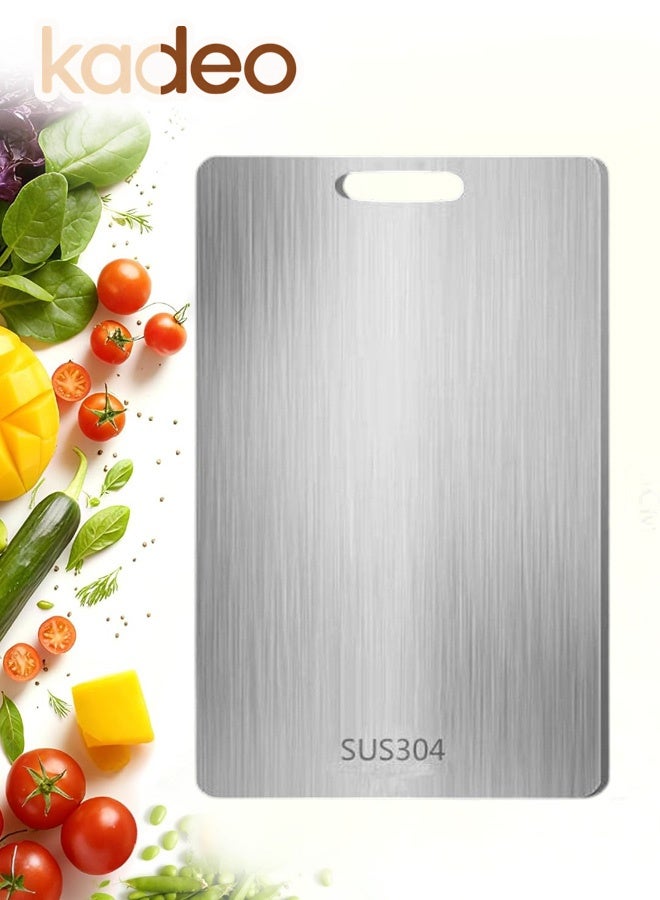 kadeo Stainless Steel Cutting Board, Double Sided Steel Bread Boards for kitchen, Large Board for Meat Chopping, for Cutting Meat, Fruit, Vegetables, Outdoor or Indoor 46*30CM - Image 1