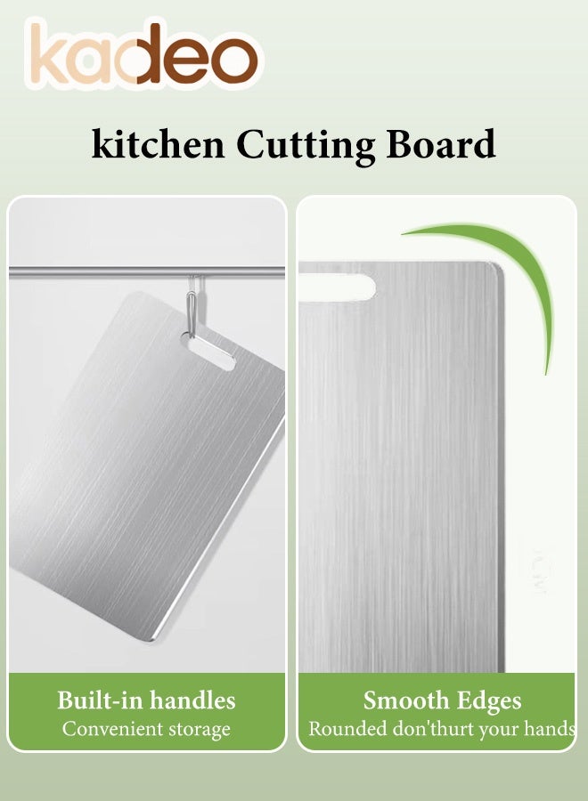 kadeo Stainless Steel Cutting Board, Double Sided Steel Bread Boards for kitchen, Large Board for Meat Chopping, for Cutting Meat, Fruit, Vegetables, Outdoor or Indoor 46*30CM - Image 2