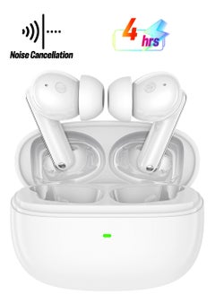VOGUE P TWS Wireless Earbuds, (ANC) ACTIVE NOISE CANCELLATION, ENC ENVIRONMENTAL NOISE CANCELLATION, In-Ear Bluetooth V5.3 + EDR, WATER RESISTANT (IPX4) , Light-Weight Earphones - White