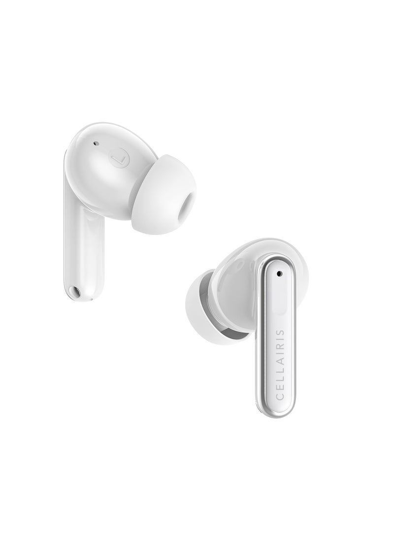 Cellairis - VOGUE P TWS Wireless Earbuds, (ANC) ACTIVE NOISE CANCELLATION, ENC ENVIRONMENTAL NOISE CANCELLATION, In-Ear Bluetooth V5.3 + EDR, WATER RESISTANT (IPX4) , Light-Weight Earphones - White - Image 1
