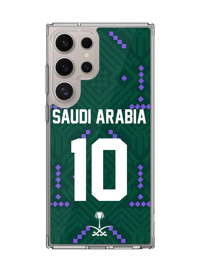 Stylizedd Classic Clear Case for Samsung Galaxy S23 Ultra , Hybrid Soft Case Flexible Edges Anti Drop TPU PC Gel Thin Transparent Cover [ Designed for Samsung Galaxy S23 Ultra ] - Football Team Saudi 