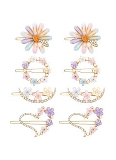 ANNACREATIONS 8 Piece Korean Style Flower Metal Hair Lock Pin Hair Clips Hair Accessories For Women & Girls  - Image 1