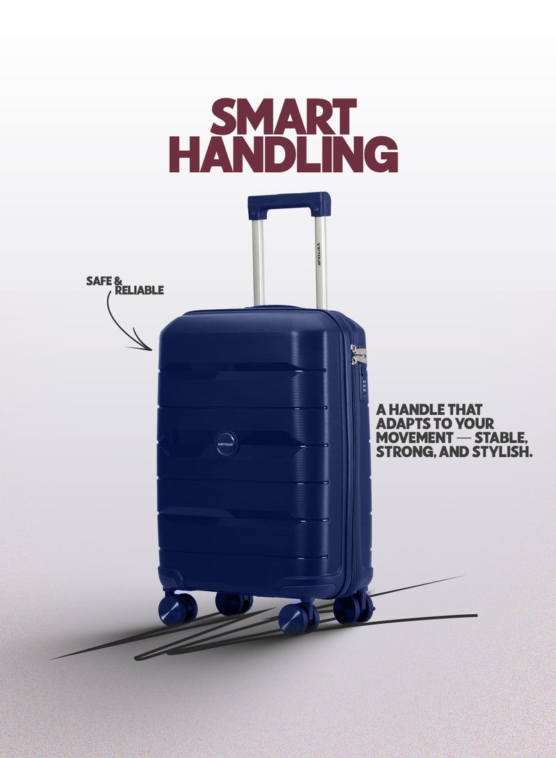 VIPTOUR PP Hardside Cabin Luggage – 360° Spinner Wheels, TSA Lock, Telescopic Handle - Image 2