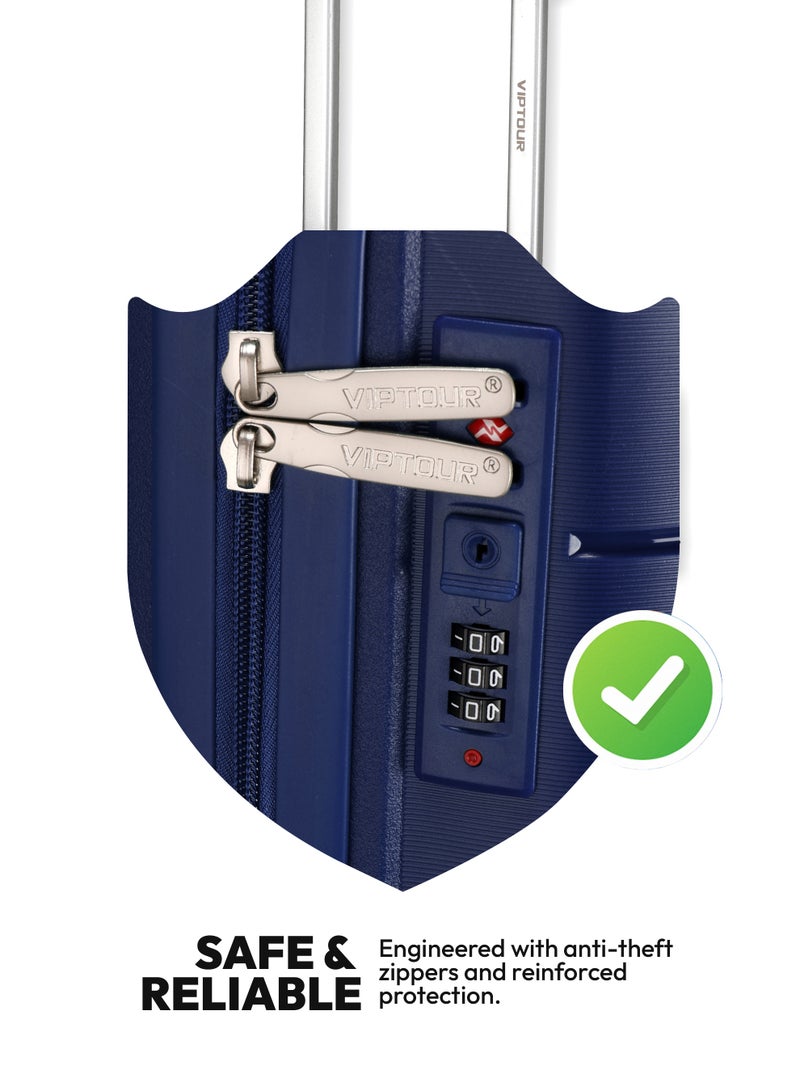 VIPTOUR PP Hardside Cabin Luggage – 360° Spinner Wheels, TSA Lock, Telescopic Handle - Image 4