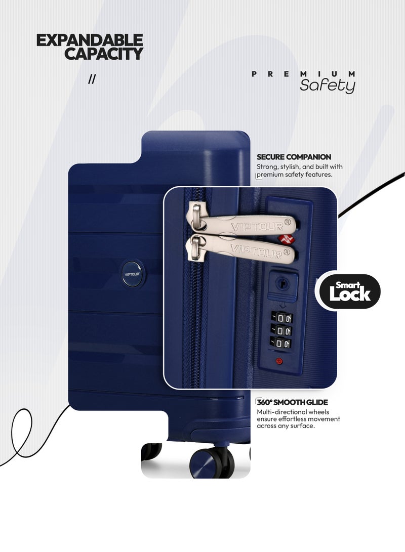 VIPTOUR PP Hardside Cabin Luggage – 360° Spinner Wheels, TSA Lock, Telescopic Handle - Image 5