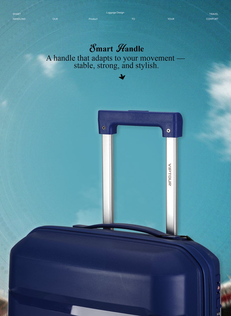 VIPTOUR PP Hardside Cabin Luggage – 360° Spinner Wheels, TSA Lock, Telescopic Handle - Image 3