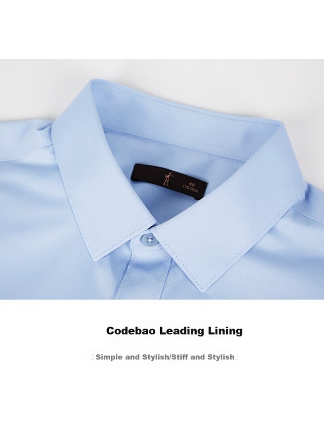 Tries Men's Long-sleeve Shirt, Versatile Elastic Business Solid Color Casual Shirt, Men's Top - Image 3