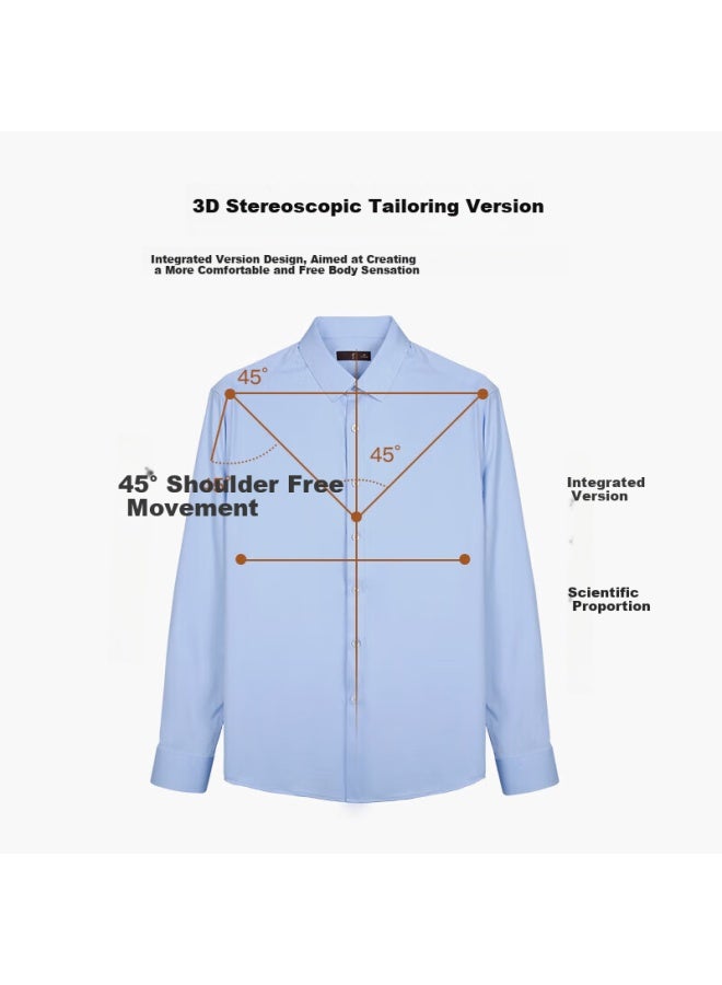 Tries Men's Long-sleeve Shirt, Versatile Elastic Business Solid Color Casual Shirt, Men's Top - Image 2