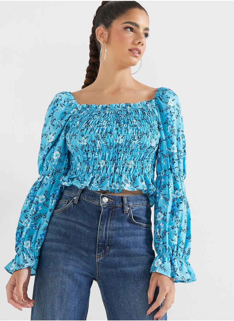 Ginger - Printed Smocked Top - Image 1