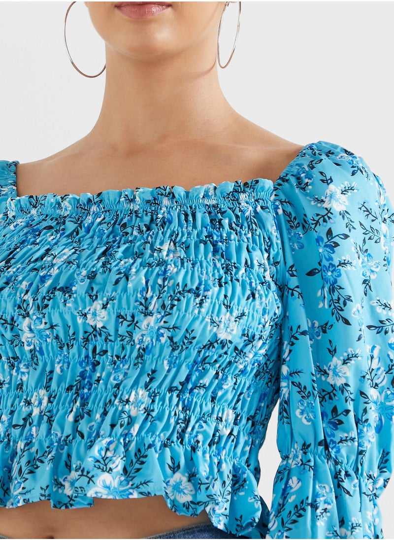 Ginger - Printed Smocked Top - Image 1