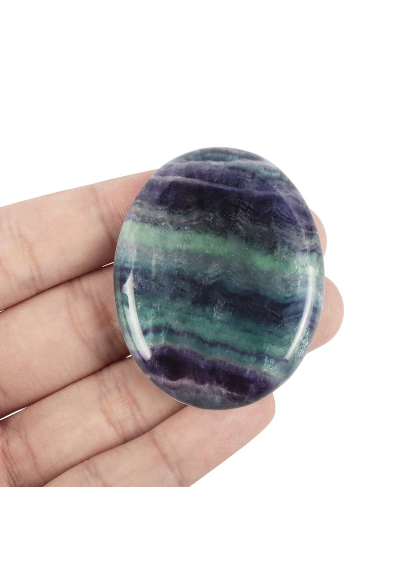 Artistone Artistone Rainbow Fluorite Chakra Thumb Worry Stone Hand Carved Healing Crystal Pocket Palm Stones for Anxiety Stress Relief Meditation Massage Therapy Geometry Reiki Balancing 2 inch 