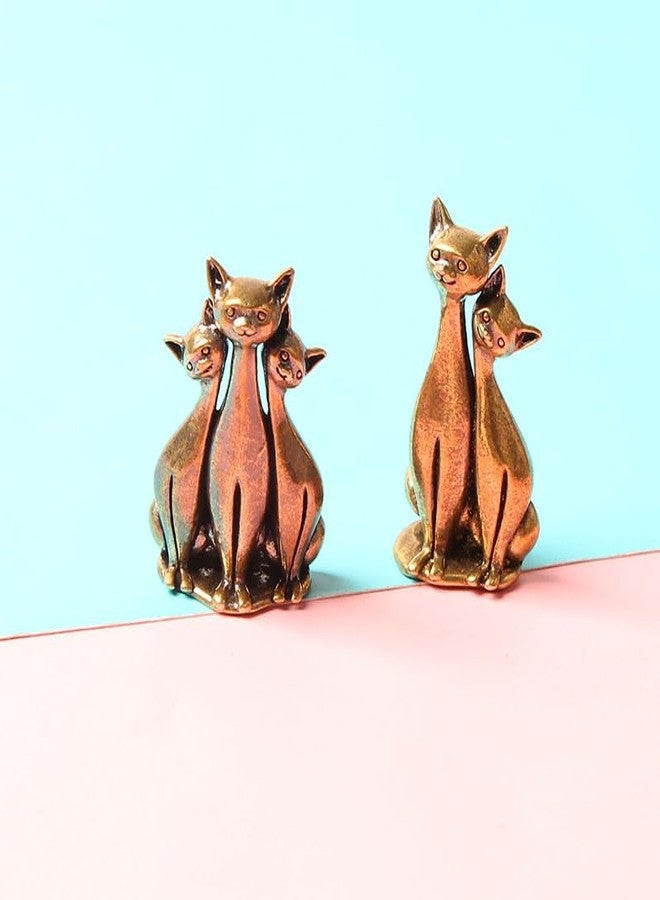 Acxico 4Pcs Charming Brass Cartoon Cat Statues, Whimsical Home Decor Art with Intricate Design - Collectible Figurines for Animal Lovers, Desktop & Shelf Display - Image 5