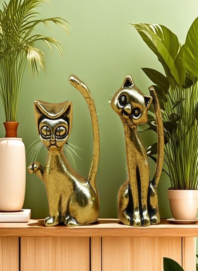 Acxico 4Pcs Charming Brass Cartoon Cat Statues, Whimsical Home Decor Art with Intricate Design - Collectible Figurines for Animal Lovers, Desktop & Shelf Display - Image 4
