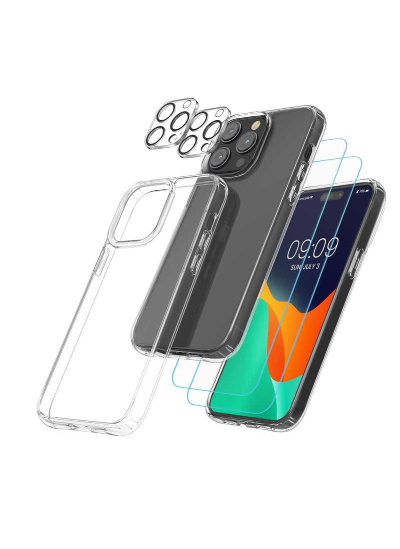 Raxoom 5-in-1 Clear Case Set for iPhone 15 Pro Max – Transparent Design with Screen & Camera Protectors Included - Image 1