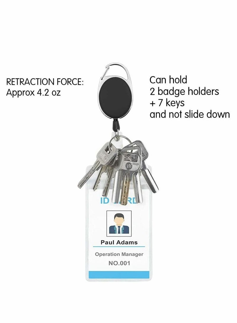 Y&D Retractable Metal Oval Telescopic Keychain, ID Badge Holders, Carabiner Reel With Belt Clip, Key Ring, Buckle, For Card Work (14 Pack, Black)  - Image 4