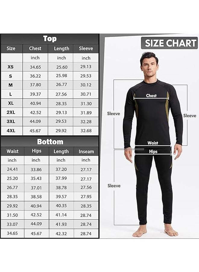 Beauenty Men's Thermal Underwear Sets Top & Long Johns Fleece Sweat Quick Drying Thermo Base Layer-Black  - Image 5