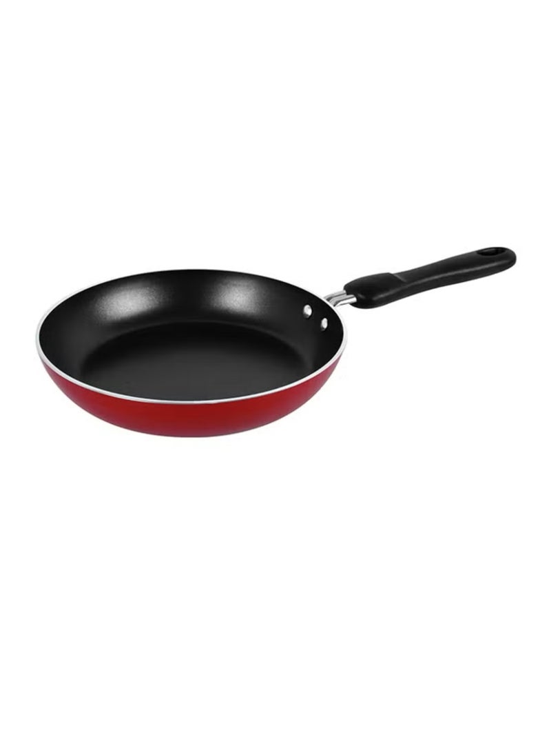 مقلاة غير لاصقة 28 سم - لون أحمر خارجي، طلاء متين، مقبض مريح، أدوات طهي سهلة التنظيف - Image 4