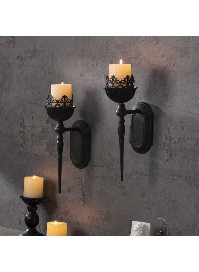 WOPARTY Wall Sconce Candle Holder (Set of 2) Black Crown and Scepter Design Wall-Mount Metal Candle Holders Hanging Iron Wall Candle Sconce Holder for Living Room, Bathroom, Dining Room - Image 5