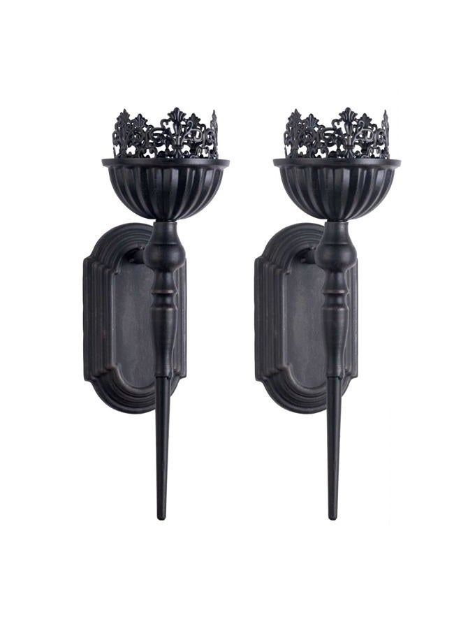 WOPARTY Wall Sconce Candle Holder (Set of 2) Black Crown and Scepter Design Wall-Mount Metal Candle Holders Hanging Iron Wall Candle Sconce Holder for Living Room, Bathroom, Dining Room - Image 3
