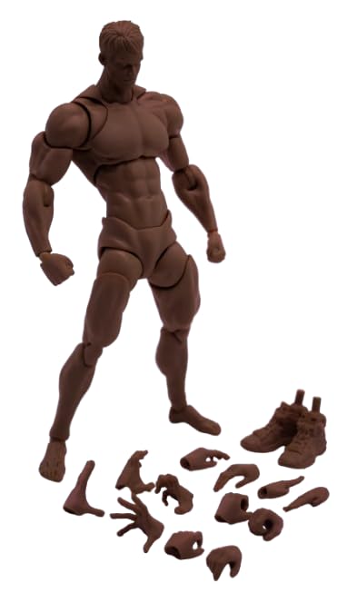 RoofWorld 112 Scale Male Action Figure Muscle Strong Joint Body 6 inch Super Flexible 16cm Soldier Miniature Action Figure Body Doll Collectible Toy Model Gift Black Skin - Image 1