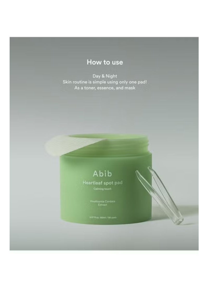 ابيب Abib Heartleaf Spot Pad تهدئة اللمس 80 وسائد الحبر وسائد الإغاثة من أحمرار الوجه تهدئة فورية ترطيب الوجه الحبر نسيج خفيف سهل الاستخدام - Image 3