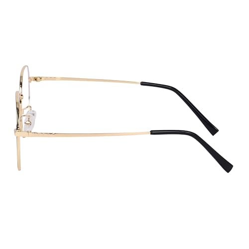 Dervin Zero Power Computer Bluelight Blocking Glasses For Men and Women | Blue Cut Computer Glasses | Full Rim Hexagon Shape Glasses | Anti Glare, Lightweight & Blocks Harmful Rays (Gold-Black) - Image 4