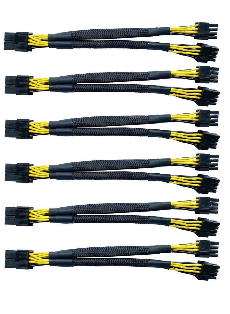GPU VGA PCI e 8 Pin Female to Dual 8 6 2 Pin Male PCI Express Adapter Braided Sleeved Splitter Power Cable 9 inch 6 Pack - Image 1