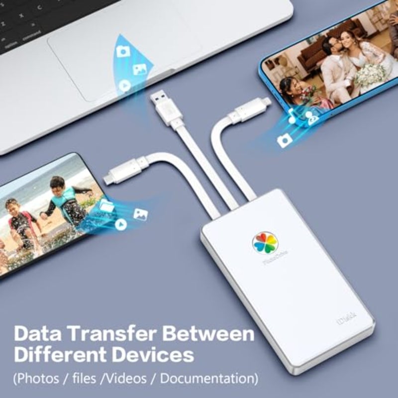 MFi 500G with built in USB 3.0/Type-C/Lightning 3 cables External Hard Drive for iPhone17/16/15andiPad/Mac/USB-Cmobiles/PC Portable Hard Disk Storage Phone Drive to Backup Photos/Videos - Image 4