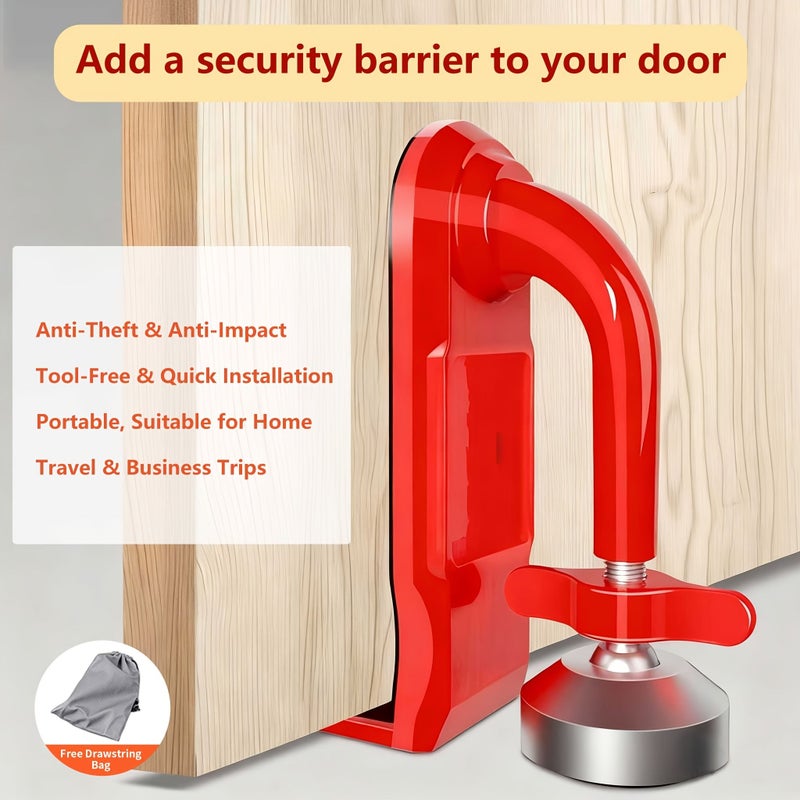 Heavy Duty Door Stopper Anti Theft Portable Metal Security Wedge With Pouch - Image 1