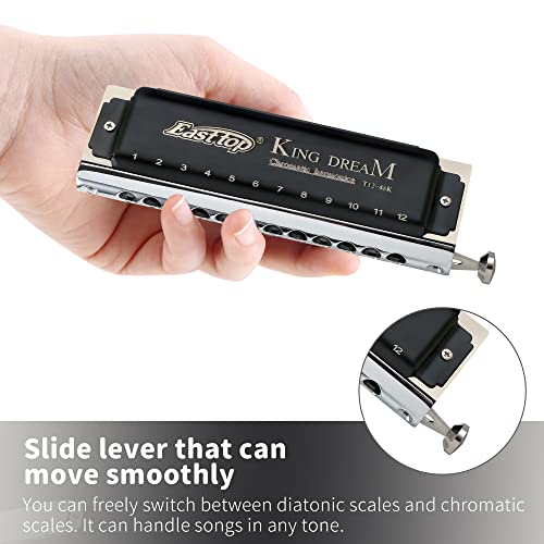 East top King Dream Chromatic Harmonica Key of C,12 Holes 48 Tones Professional Mouth Organ Harmonica for Adults, Professionals and Students (48K) - Image 5