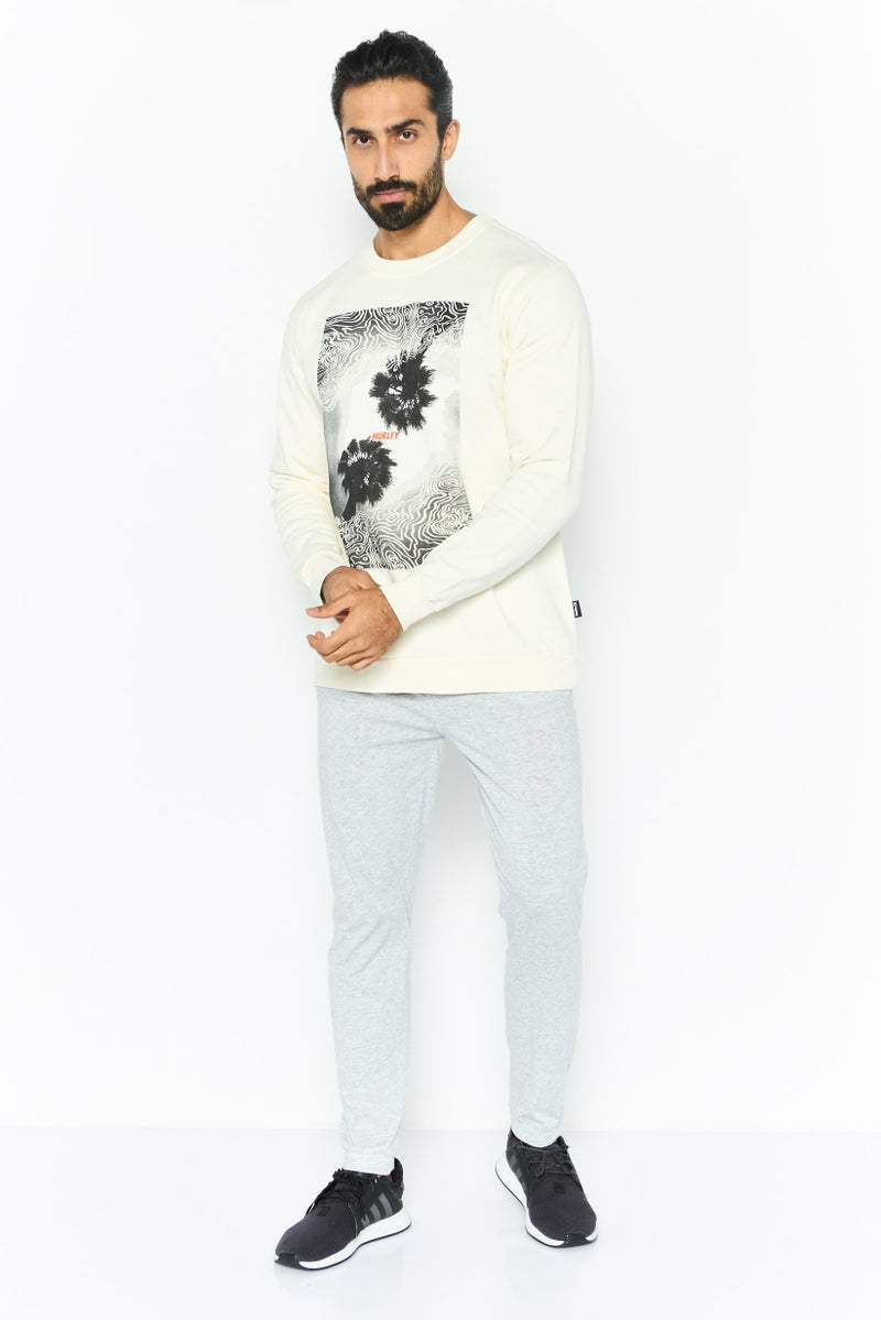 Hurley Men Sportswear Fit Long Sleeve Outdoor Sweatshirt, Off White  - Image 2