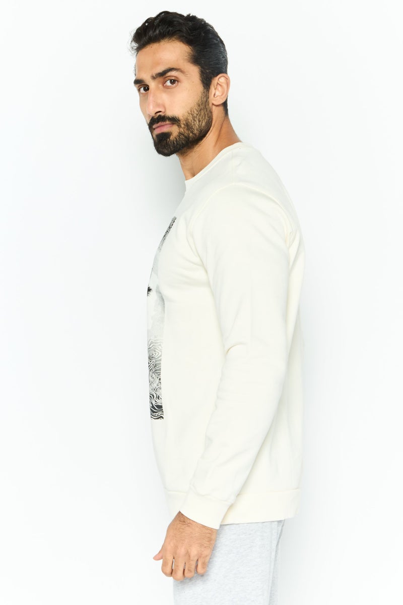 Hurley Men Sportswear Fit Long Sleeve Outdoor Sweatshirt, Off White  - Image 3