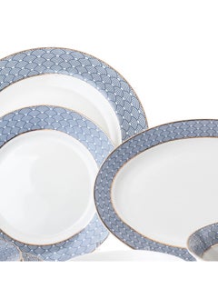 Hic Porcelain Dinner Set Blue Design With Gold Line 24 Pcs  - Image 2