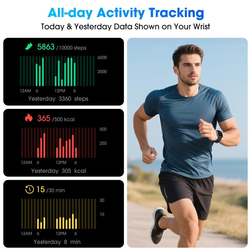 DAVIKO Pedometer Watch Senior Friendly No App/Phone Required, Waterproof Fitness Tracker Watch with Step Counter Calories/Sleep Tracker for Walking Running for Men Women - Image 3