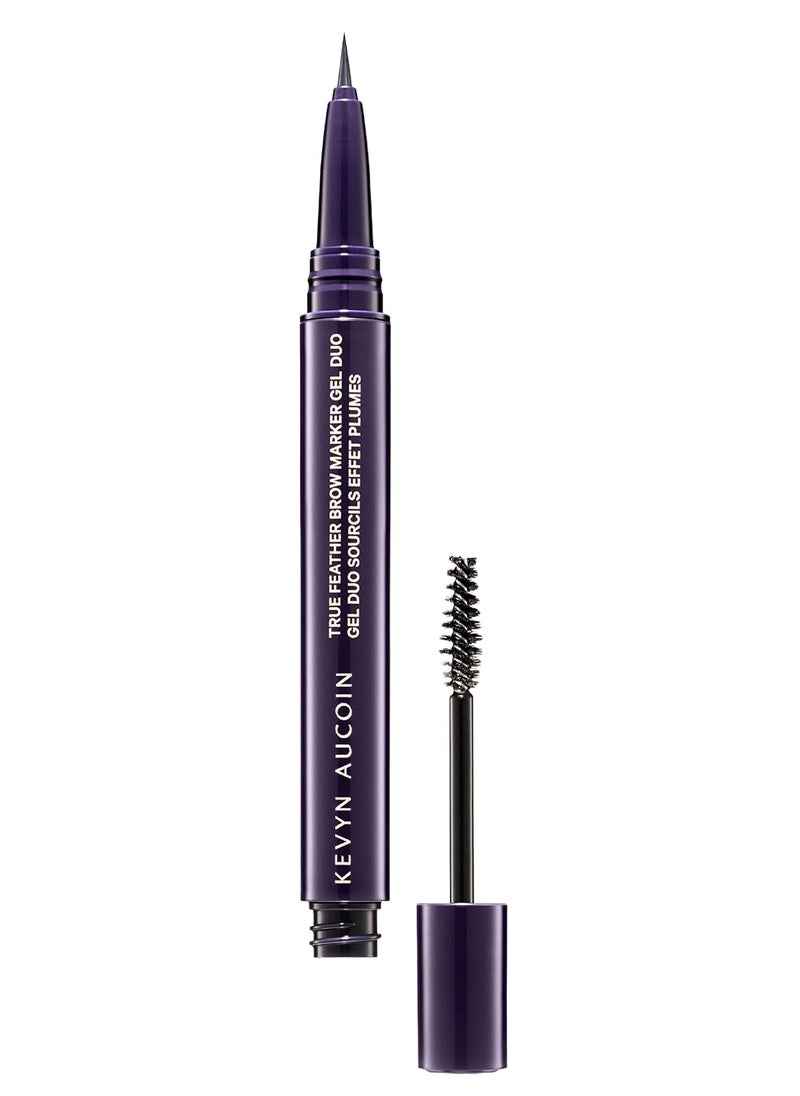 Kevyn Aucoin Kevyn Aucoin True Feather Brow Marker Gel Duo Dualended Shapes defines  sets brows for full natural finish Precise makeup brush tip Invisible gel formula creates flexible hold 