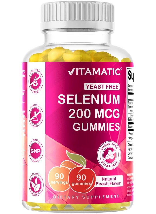 Yeast Free Selenium Gummies 200Mcg As Selenomethionine Supplement Essential Trace Mineral With Superior Absorption 90 Pectin Based Gummies