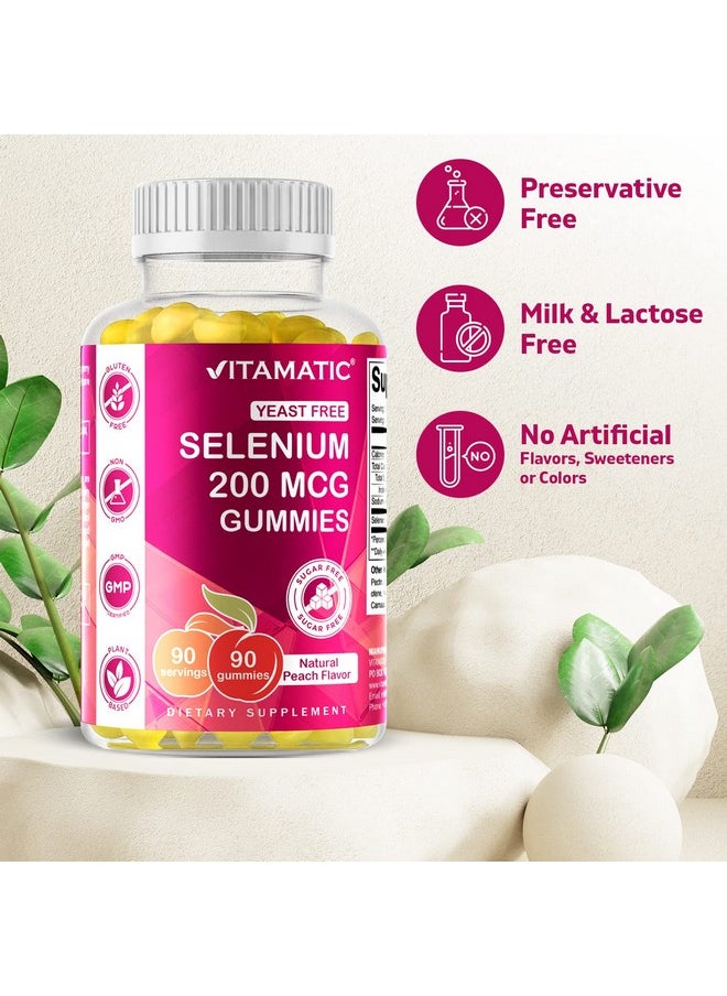 Yeast Free Selenium Gummies 200Mcg As Selenomethionine Supplement Essential Trace Mineral With Superior Absorption 90 Pectin Based Gummies