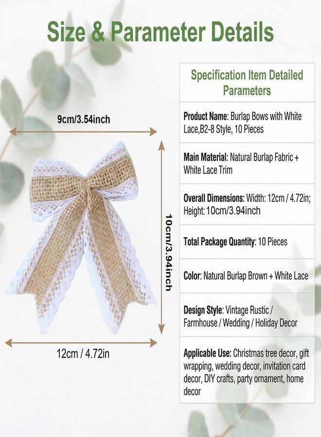 Natuworld 10PCS Burlap Bows with Lace Trim Rustic Bow Tie Embellishments for Wedding Decorations Gift Wrapping DIY Crafts Party Supplies - Image 2