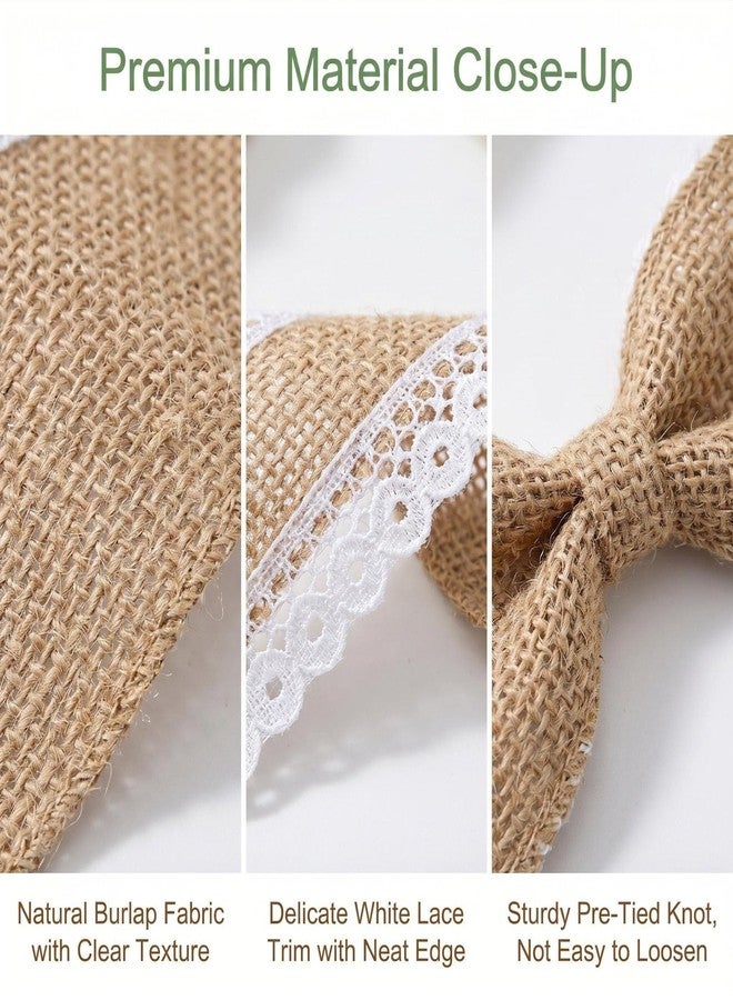 Natuworld 10PCS Burlap Bows with Lace Trim Rustic Bow Tie Embellishments for Wedding Decorations Gift Wrapping DIY Crafts Party Supplies - Image 3