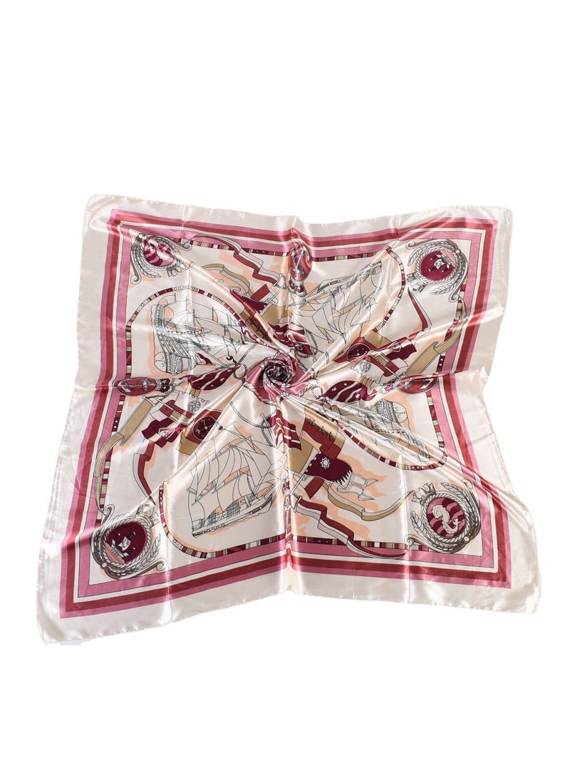 KASTWAVE Women's Silk Bandana, Hair Scarf, 35" Square Scarf, Print Color Elegant Geometric Pattern Bunches for Girls Hairstyle Decorations (4 Pcs) - Image 2