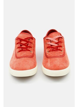 TOMS Women Corduroy Lace Up Sneakers, Red  - Image 2