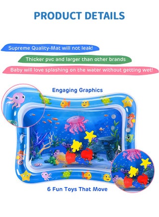 Inflatable Tummy Time Mat Play Mat Premium Baby Water Mat for Infants Toddlers is Neutral Funny Play Activity Center for Stimulation Growth Sensory Development as Baby Girl Boy Toys - view 2