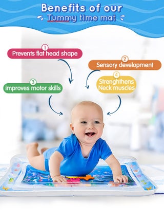 Inflatable Tummy Time Mat Play Mat Premium Baby Water Mat for Infants Toddlers is Neutral Funny Play Activity Center for Stimulation Growth Sensory Development as Baby Girl Boy Toys - view 5