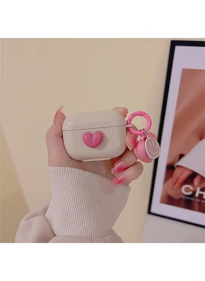 Generic - AirPods Pro2 Case, Airpods Pro 2nd Generation Pink TPU 3D Heart-shaped Case Cover, Soft Silicone Skin Shock-Absorbing Protective Cover with Keychains for Apple Airpods Pro 2 - Image 1