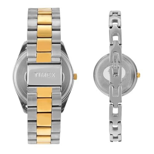 TIMEX Analog Watch for Unisex with Silver Round Dial & Two Tone Stainless Steel Bracelet Band Water Resistant Unisex Wrist Watches - TW00PR308 - Image 5